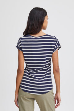 Pamila O - Neck Stripe T-Shirt - Blue Water Clothing