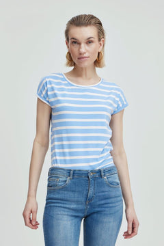 Pamila O - Neck Stripe T-Shirt - Blue Water Clothing