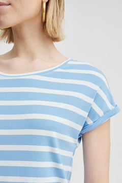 Pamila O - Neck Stripe T-Shirt - Blue Water Clothing