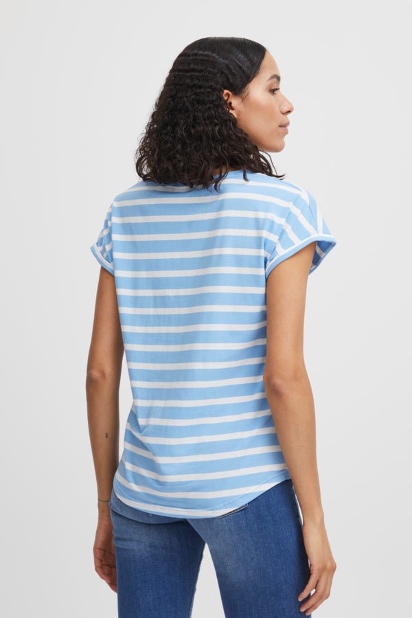 Pamila O - Neck Stripe T-Shirt - Blue Water Clothing