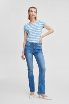 Pamila O - Neck Stripe T-Shirt - Blue Water Clothing