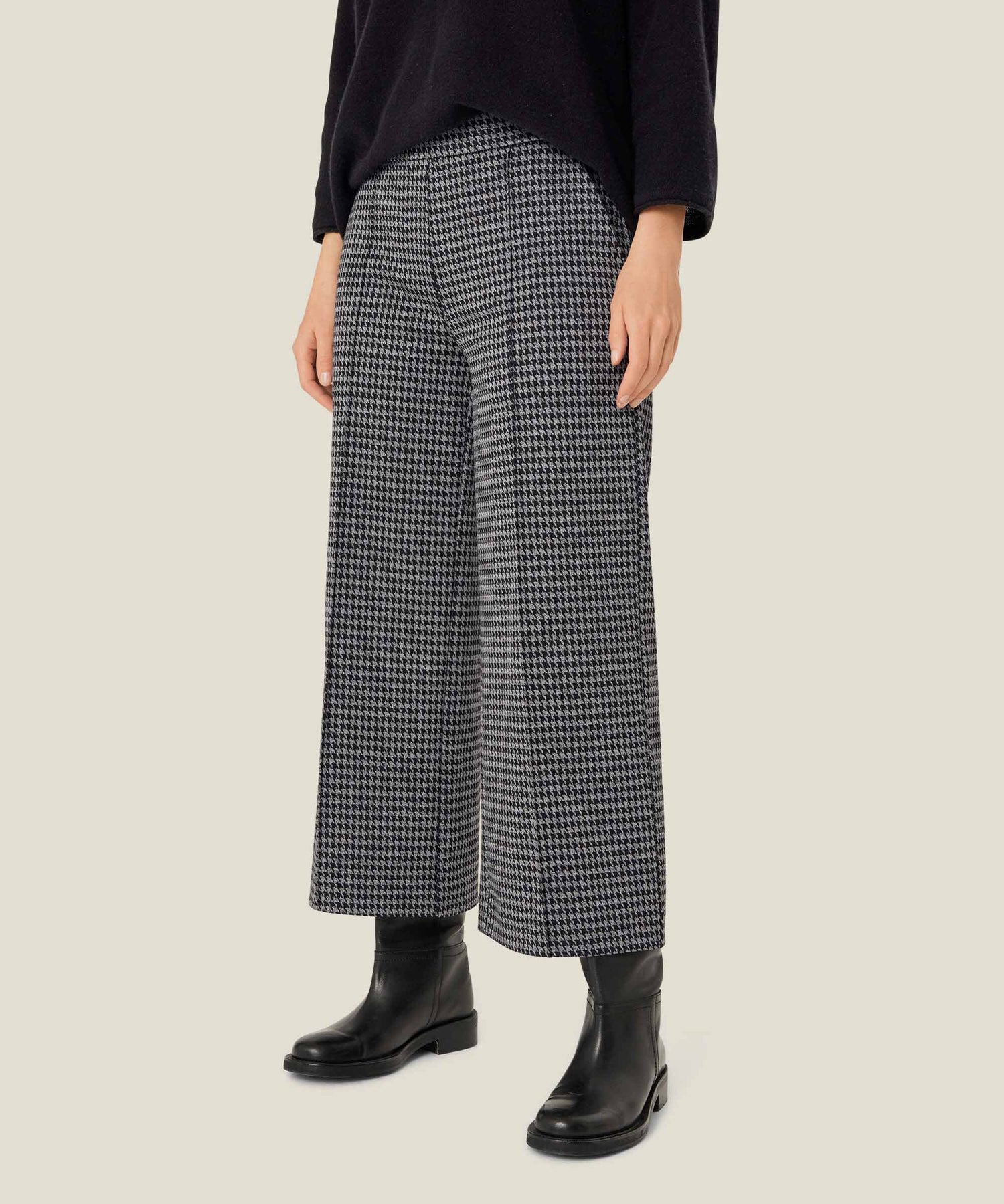 Piana Wide Leg Houndstooth Trouser