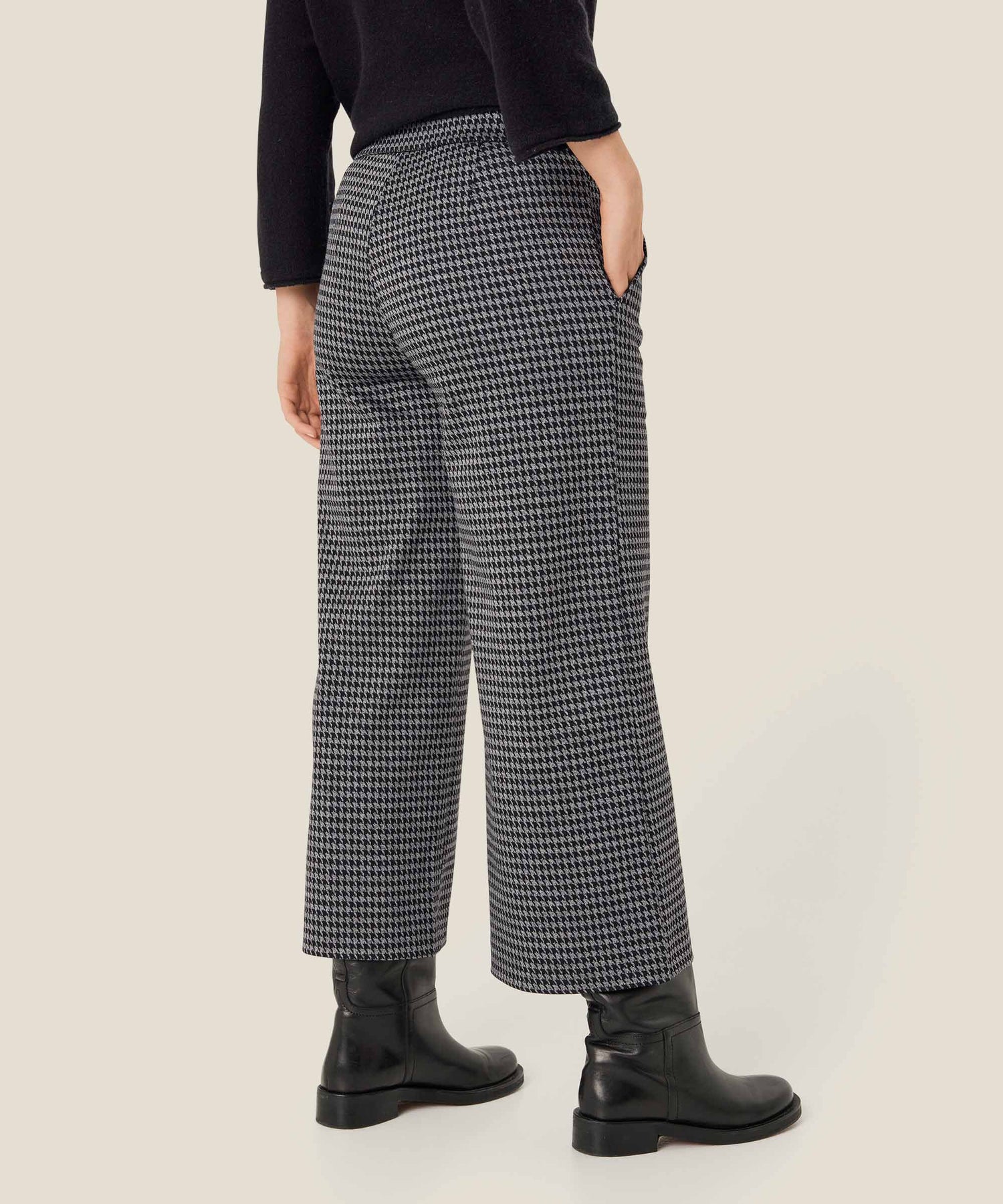 Piana Wide Leg Houndstooth Trouser