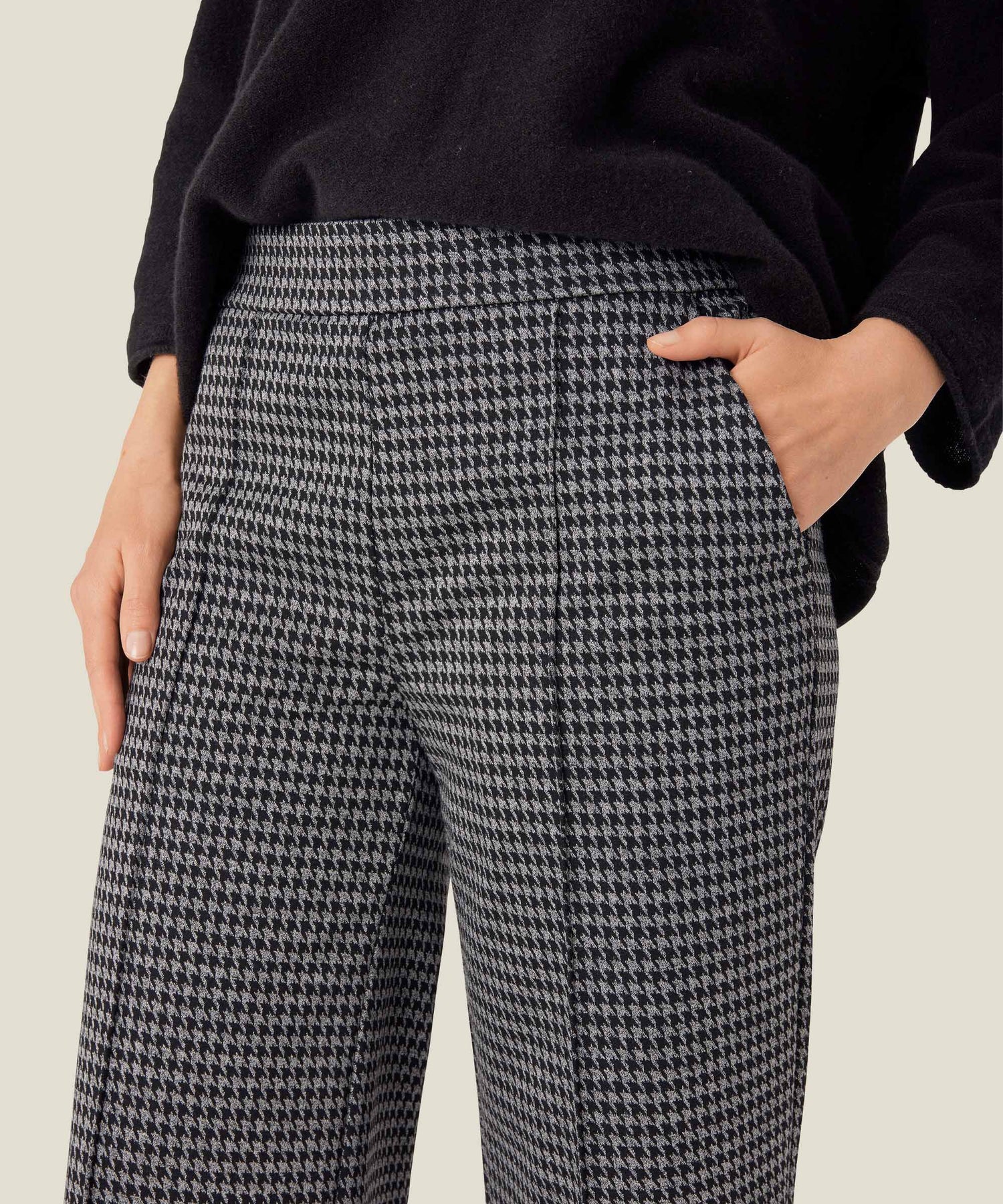 Piana Wide Leg Houndstooth Trouser