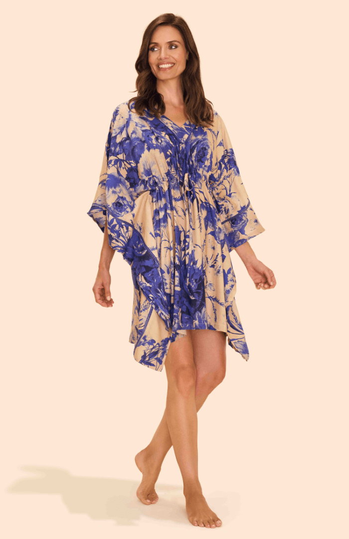 Powder China Blue Blooms Beach Cover Up - Blue Water Clothing