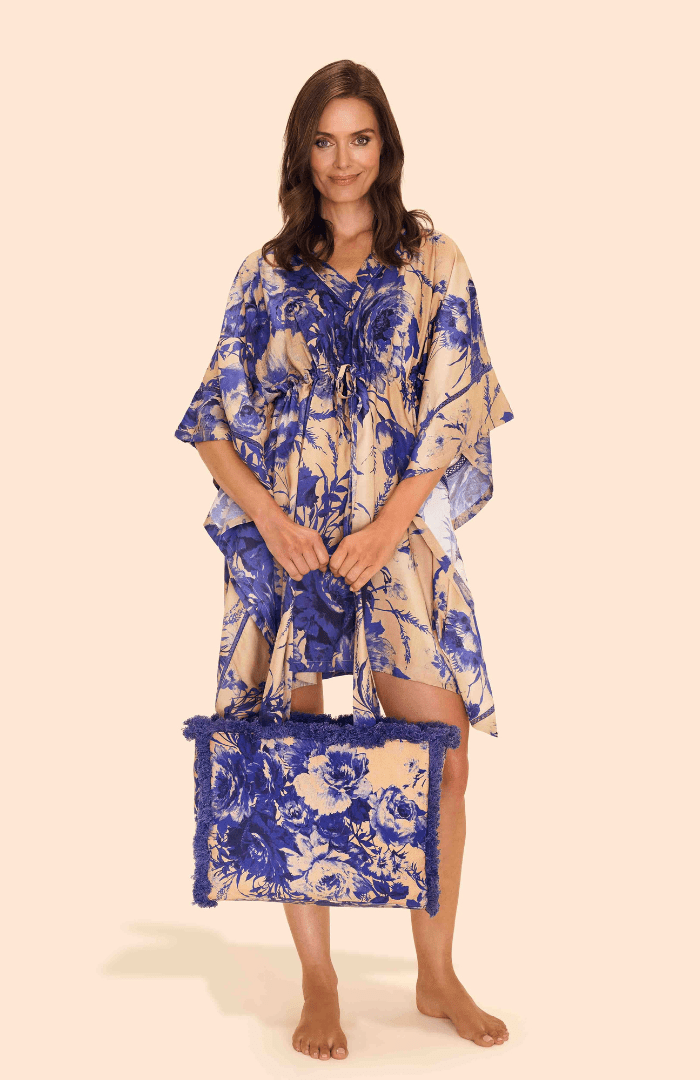 Powder China Blue Blooms Beach Cover Up - Blue Water Clothing