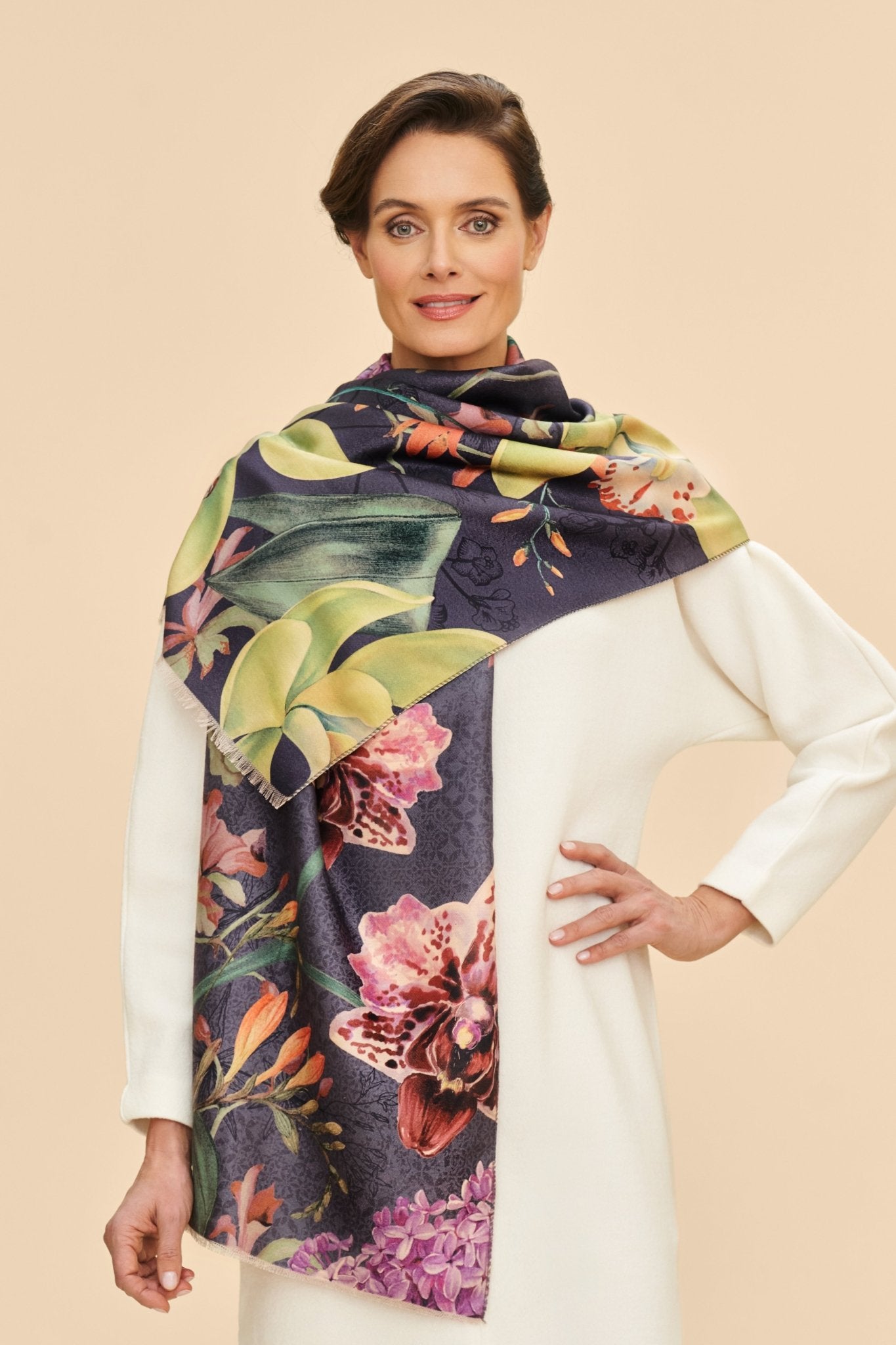 Powder Exotic Evening Ink Lux Printed Scarf - Blue Water Clothing