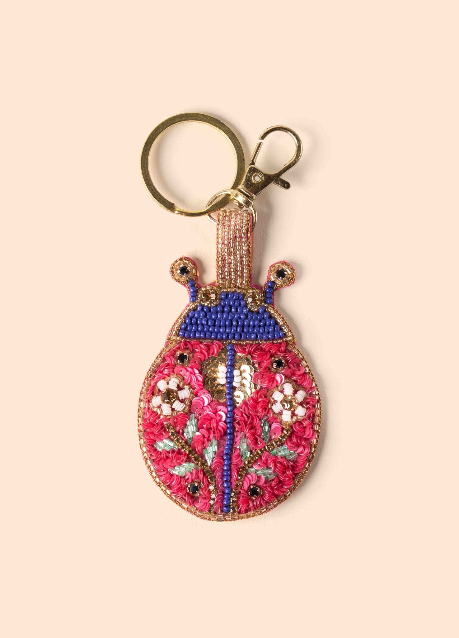 Powder Lovely Ladybird Beaded Keyring - Blue Water Clothing