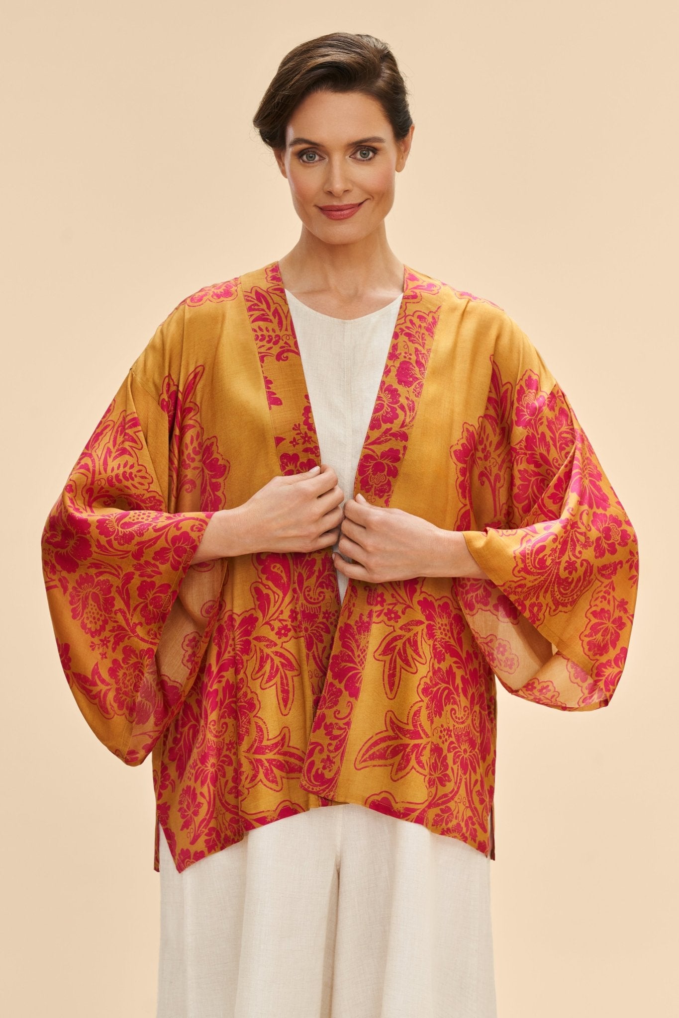 Powder Mustard Tapestry Kimono Jacket - Blue Water Clothing