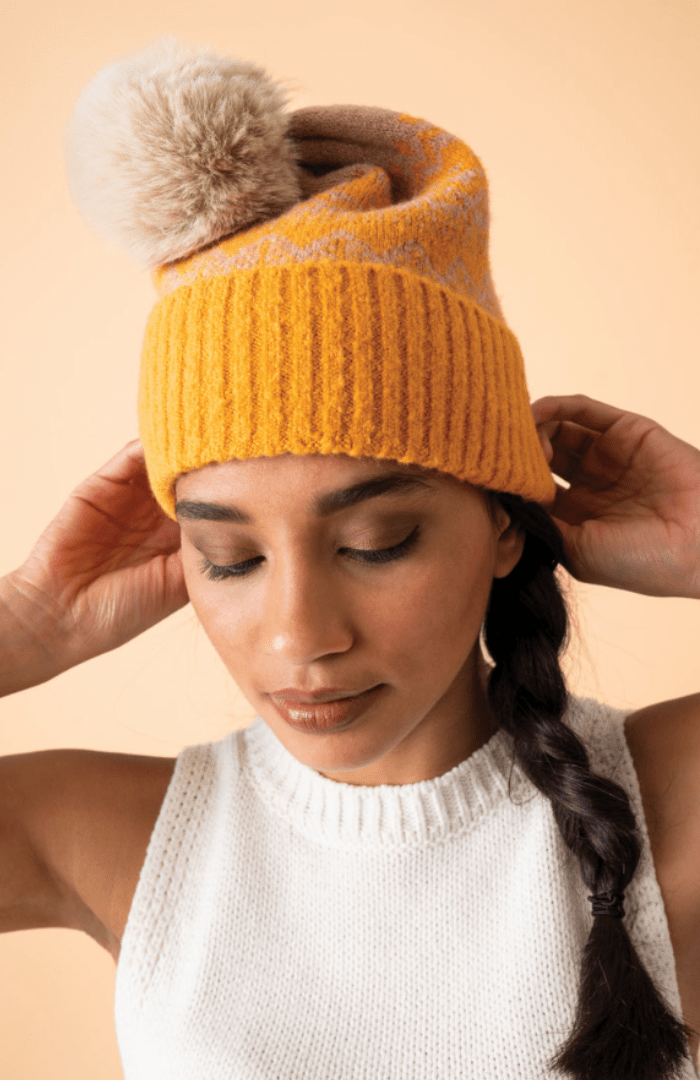 Powder Thora Bobble Hat - Mustard - Blue Water Clothing