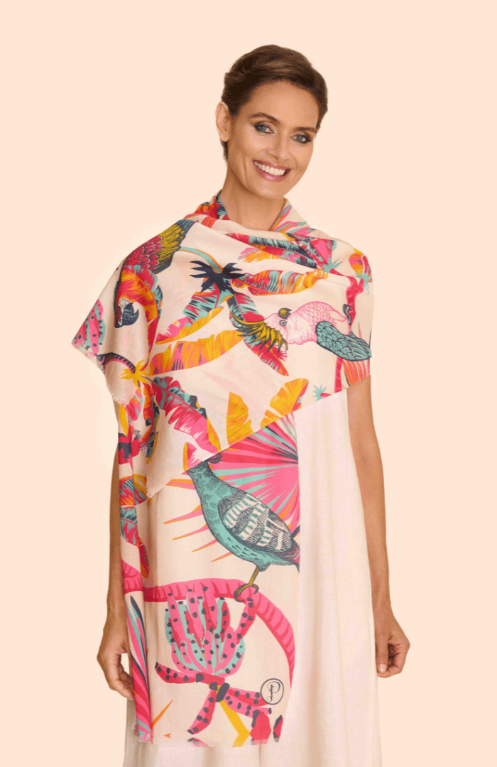 Powder Tropical Paradise Cotton Scarf - Blue Water Clothing