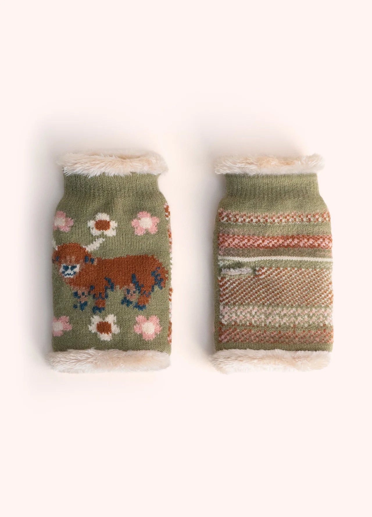 PowderPowder AW26 Highland Cow Wrist Warmers in MossGloves - Blue Water Clothing