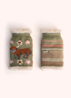 PowderPowder AW26 Highland Cow Wrist Warmers in MossGloves - Blue Water Clothing