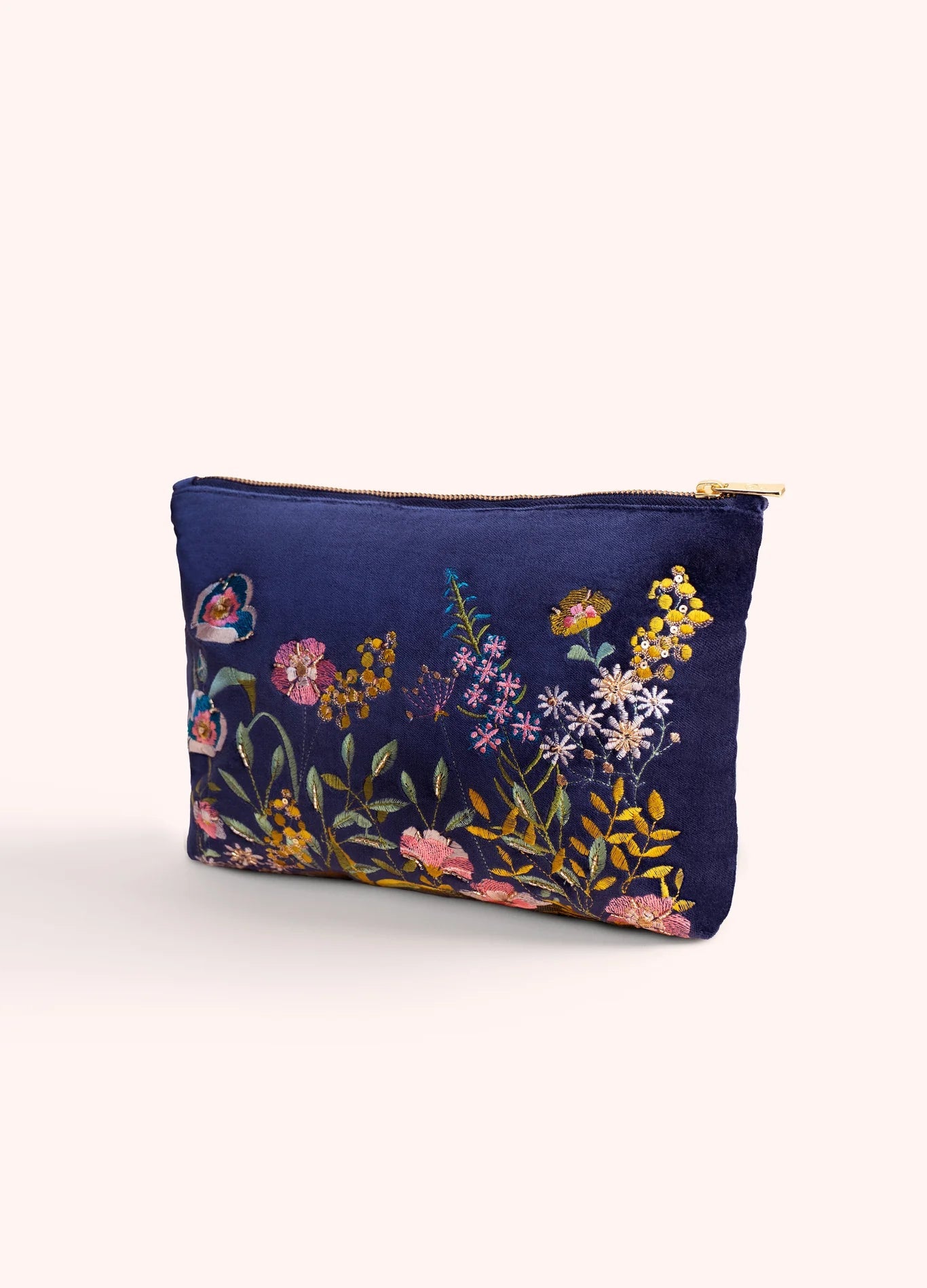 PowderPowder AW26 Navy Floral Hedgerow Zip PouchBags - Blue Water Clothing