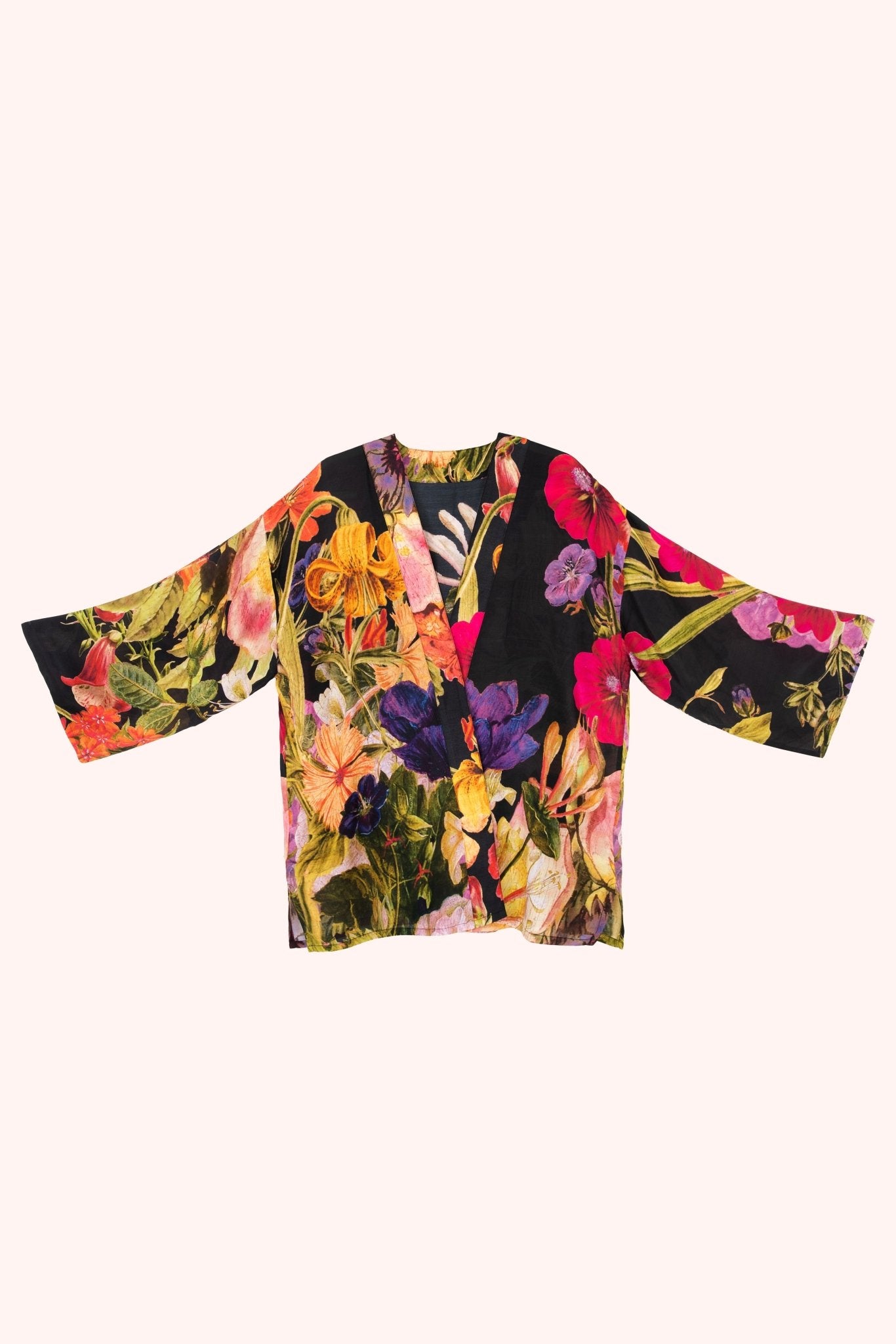 PowderPowder Mid Length Kimono Midnight PosyTops - Blue Water Clothing