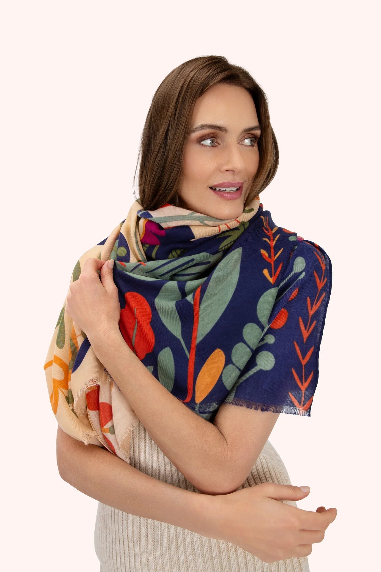 PowderPowder Printed Scarf Scandi Two Tone FloralAccessories - Blue Water Clothing