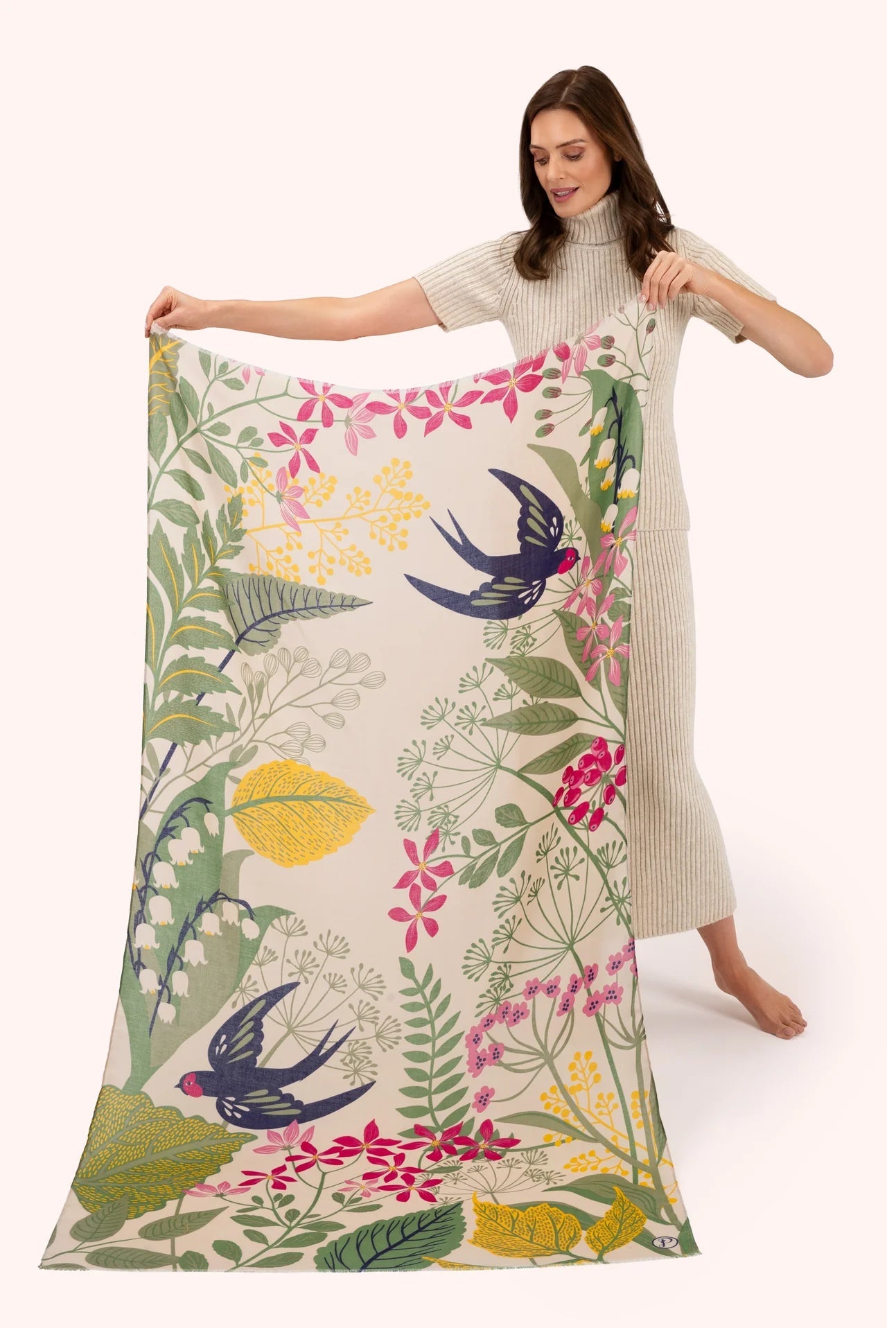 PowderPowder Printed Scarf Swooping SwallowsAccessories - Blue Water Clothing