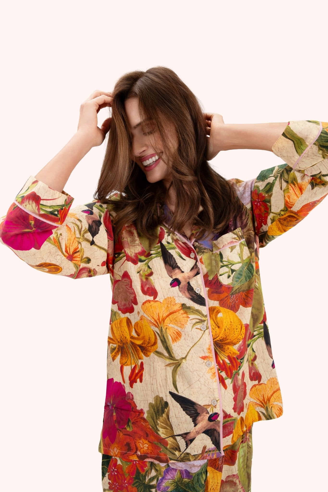 PowderPowder Supersoft Pyjamas Cream PosyTops - Blue Water Clothing