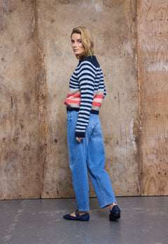 Pulz JeansPulz Jeans PZABENA Striped PulloverFootwearNAVY MULTI - Blue Water Clothing