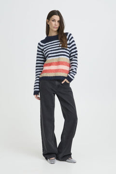 Pulz JeansPulz Jeans PZABENA Striped PulloverFootwearNAVY MULTI - Blue Water Clothing