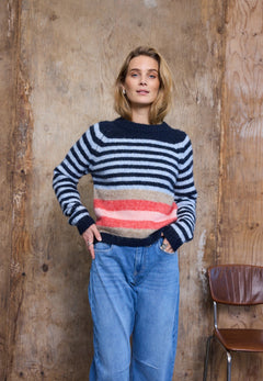 Pulz JeansPulz Jeans PZABENA Striped PulloverFootwearNAVY MULTI - Blue Water Clothing