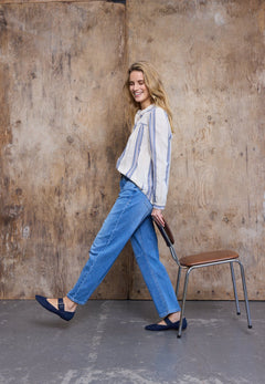 Pulz JeansPulz Jeans PZANNI High Waist Jeans Barrel LegBottomsMedium Blue Denim - Blue Water Clothing