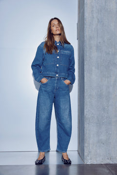 Pulz JeansPulz Jeans PZANNI High Waist Jeans Barrel LegBottomsMedium Blue Denim - Blue Water Clothing