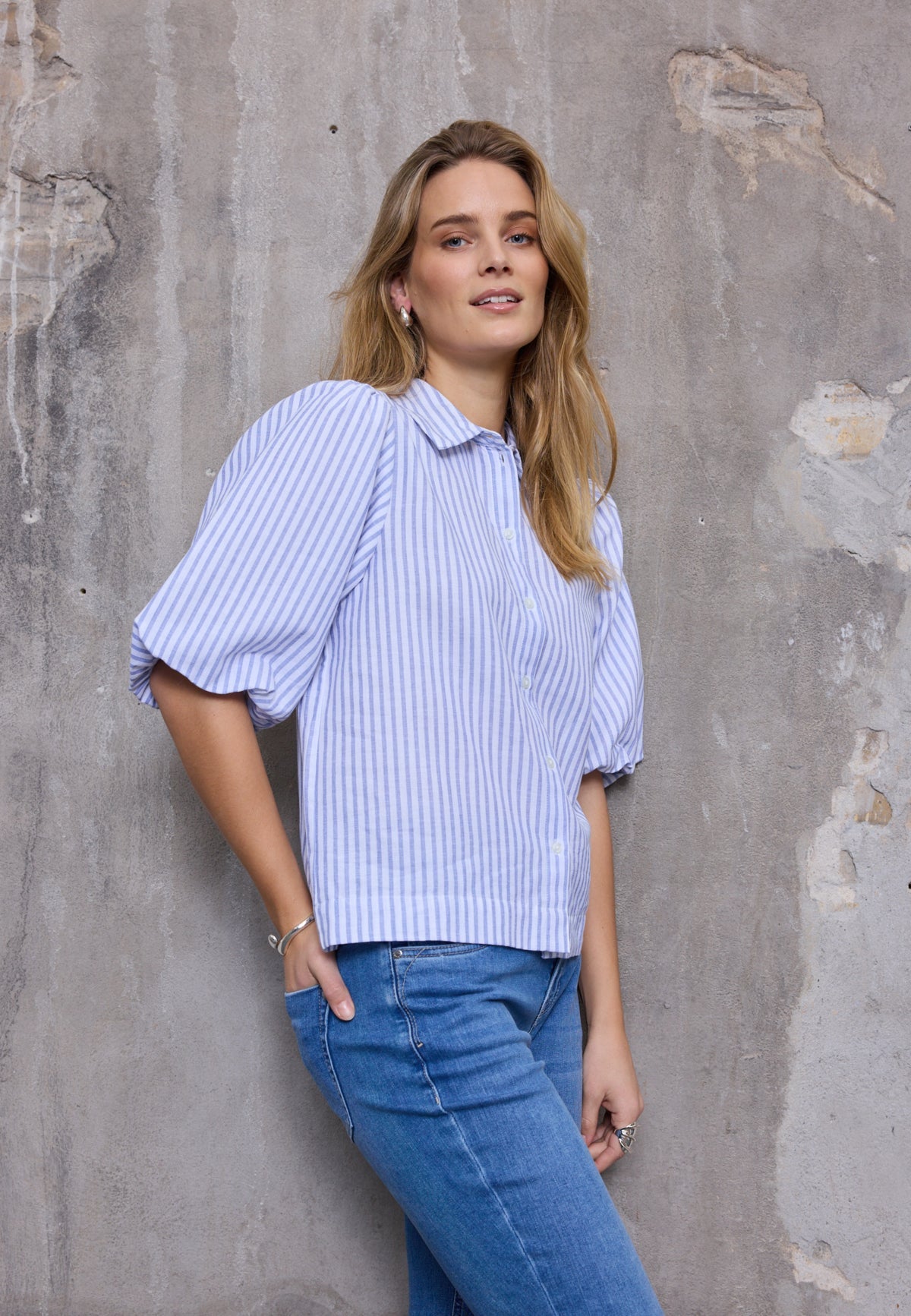 Pulz JeansPulz Jeans PZAUDREY ShirtTopsCloud Dancer - Blue Water Clothing