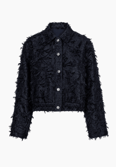 Red Button Bomber Jacket FringesNavy - Blue Water Clothing