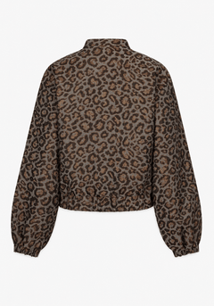 Red Button Bomber Jacquard lurexGrey Brown Leopard - Blue Water Clothing