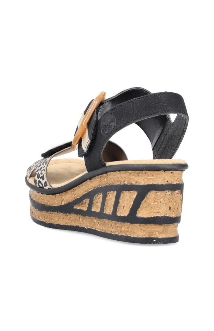 Rieker Detail Strap Wedge 68176 Sandals - Blue Water Clothing