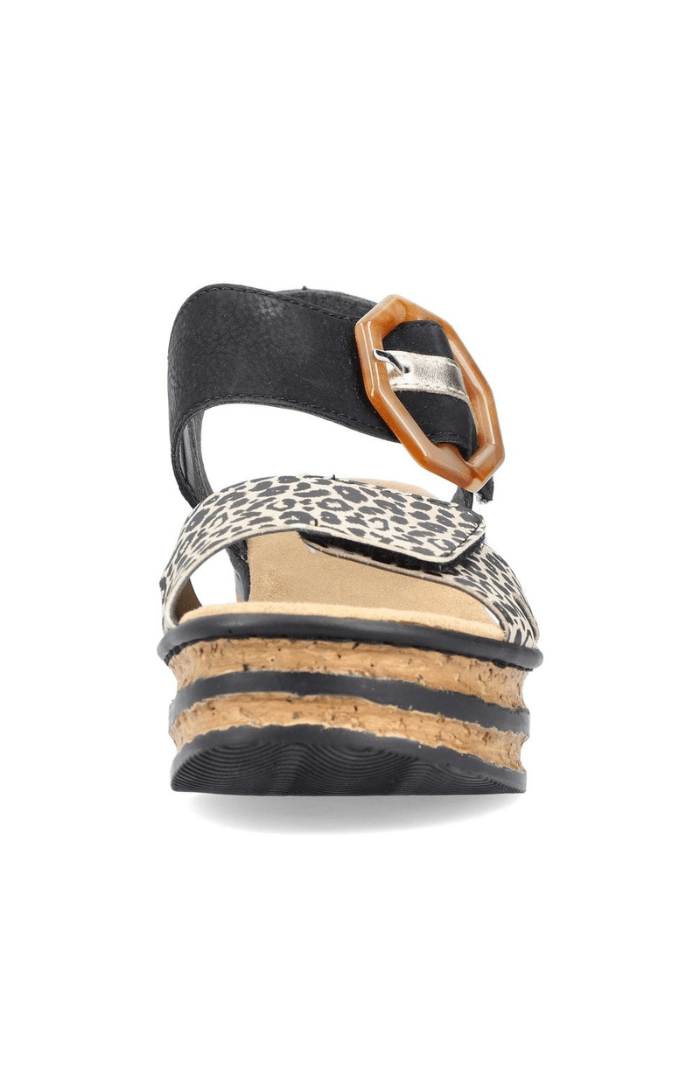 Rieker Detail Strap Wedge 68176 Sandals - Blue Water Clothing