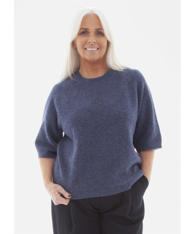 Dreams LondonSoft Tweed Short Sleeve Raglan JumperClothingDenim - Blue Water Clothing