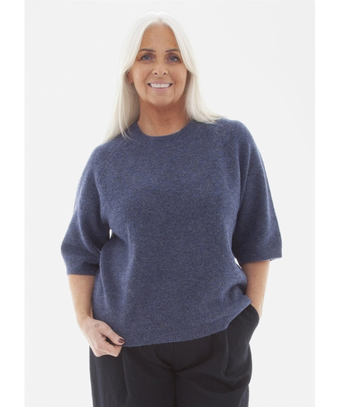 Soft Tweed Short Sleeve Raglan Jumper