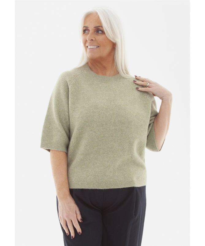 Soft Tweed Short Sleeve Raglan Jumper