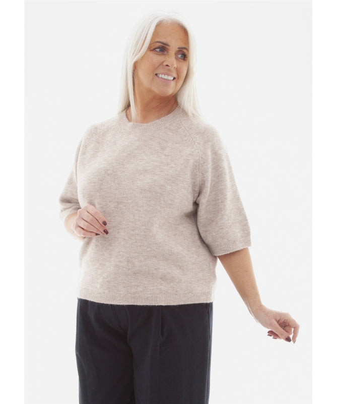 Soft Tweed Short Sleeve Raglan Jumper