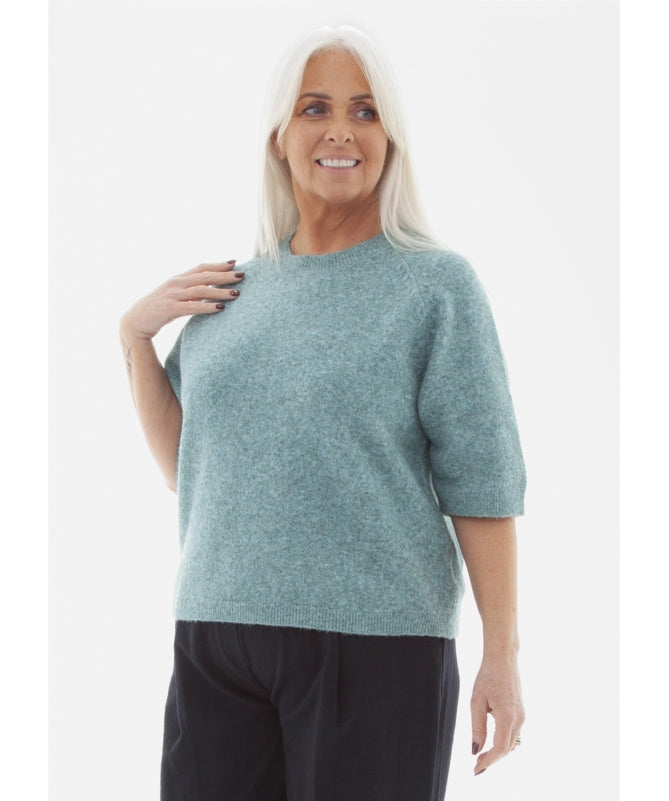 Soft Tweed Short Sleeve Raglan Jumper