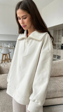 Charli LondonSophie Half Zip Sweater Off WhiteClothing - Blue Water Clothing