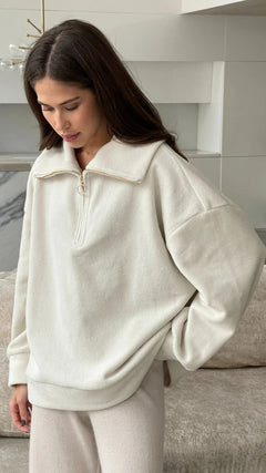 Charli LondonSophie Half Zip Sweater Off WhiteClothing - Blue Water Clothing