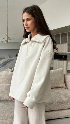 Charli LondonSophie Half Zip Sweater Off WhiteClothing - Blue Water Clothing