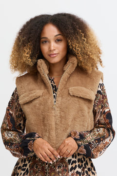 Sorbet Sbbine Faux Fur Waistcoat - Blue Water Clothing