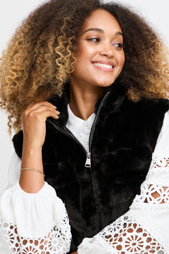 Sorbet Sbbine Faux Fur Waistcoat - Blue Water Clothing