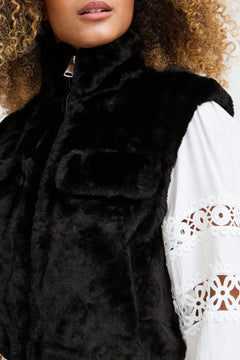 Sorbet Sbbine Faux Fur Waistcoat - Blue Water Clothing