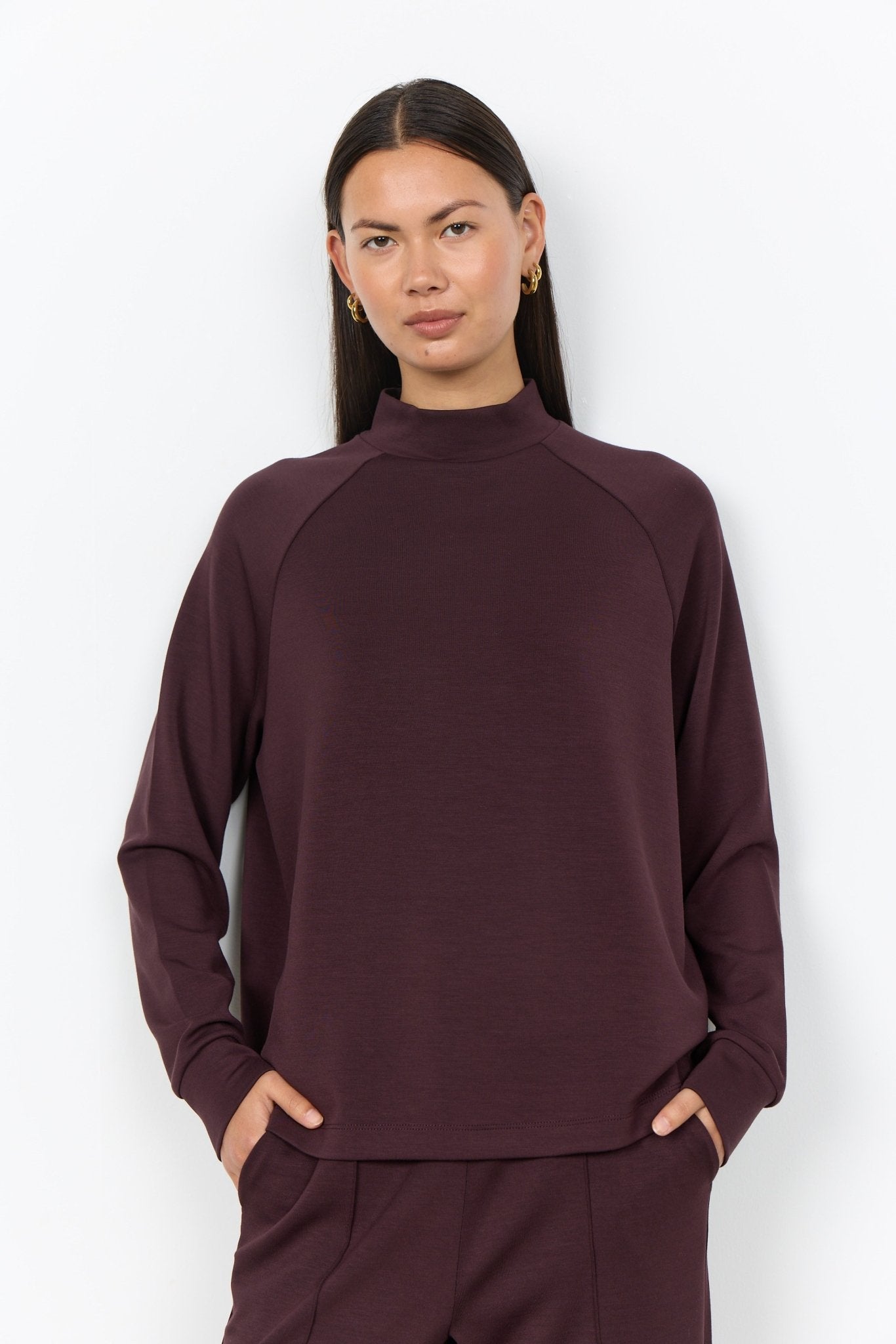 Soya ConceptSoya Concept Banu 332 Mock Neck BlouseClothingMadder Brown - Blue Water Clothing