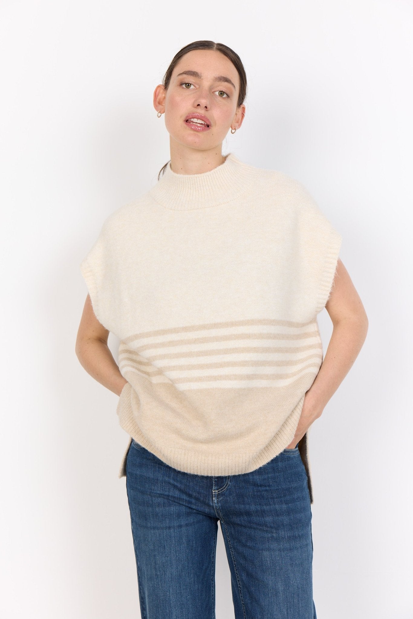 Soya ConceptSoya Concept Selvi 1 Cap Sleeve KnitTopsSand - Blue Water Clothing