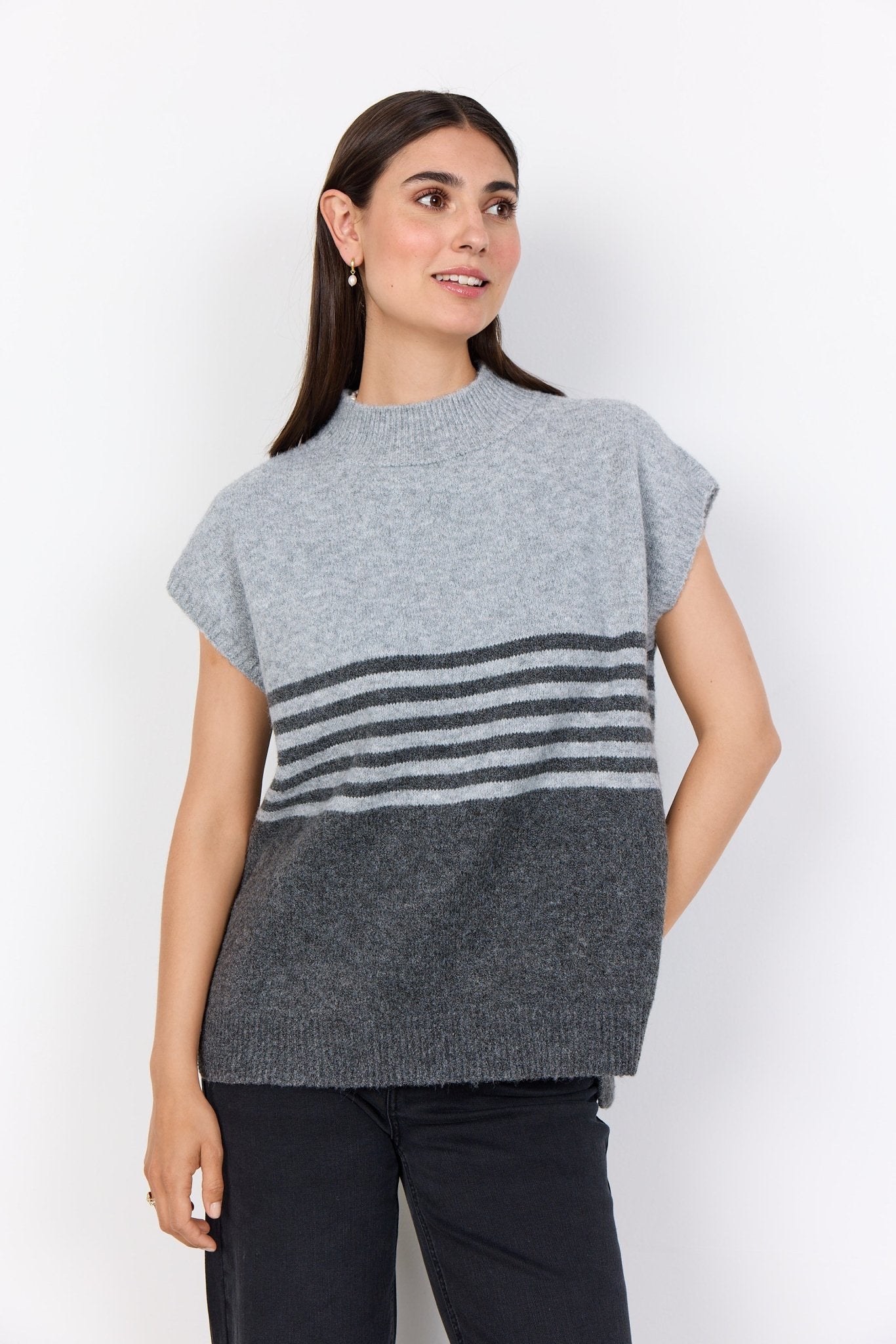 Soya ConceptSoya Concept Selvi 1 Cap Sleeve KnitTopsDark Grey - Blue Water Clothing