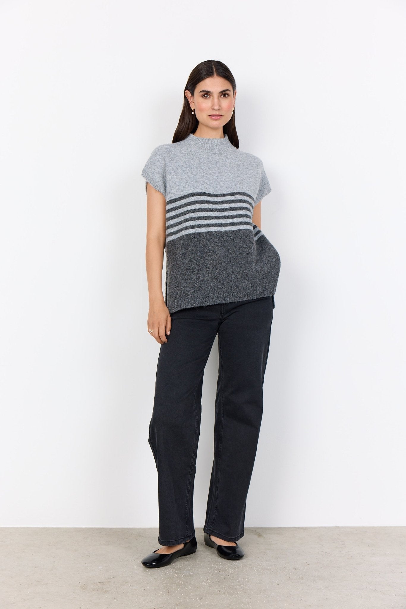 Soya ConceptSoya Concept Selvi 1 Cap Sleeve KnitTopsDark Grey - Blue Water Clothing