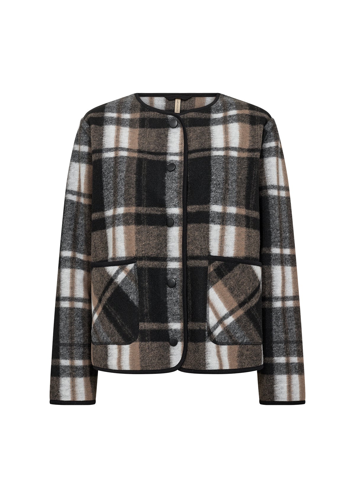Soya ConceptSoya Concept Vocal 1 Fleece Jacket Check BlackCoats & JacketsCheck Black - Blue Water Clothing