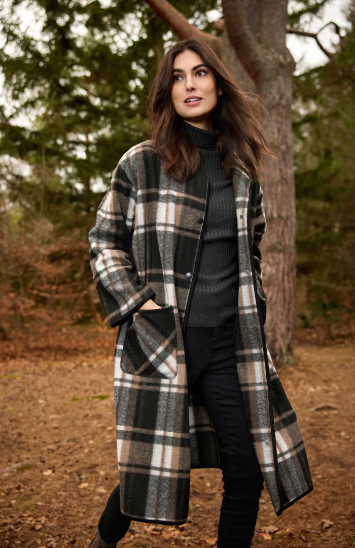 Soya ConceptSoya Concept Vocal 2 Fleece Coat Check BlackCoats & JacketsCheck Black - Blue Water Clothing