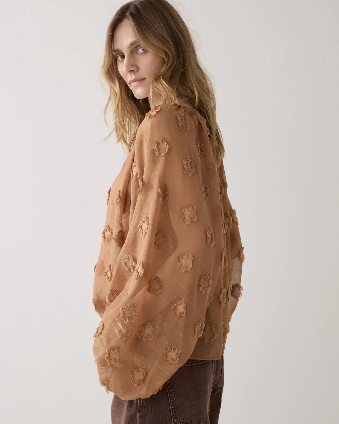 Summum WomanSummum Woman 3D Puff Sleeve TopTopsCinnamon - Blue Water Clothing